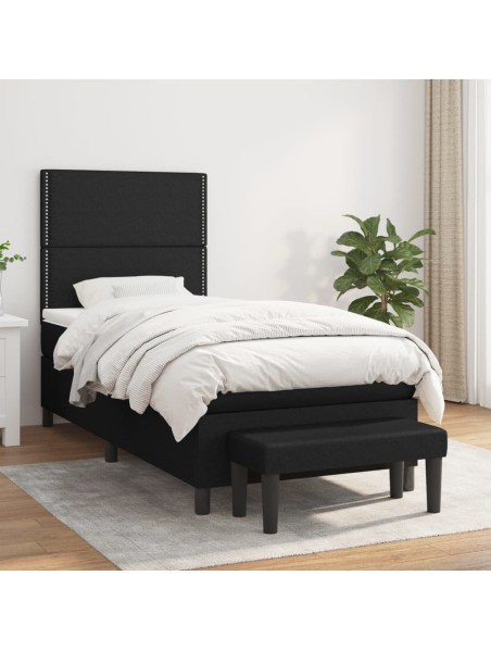 Boxspringbett mit Matratze Schwarz 90x190 cm Stoff