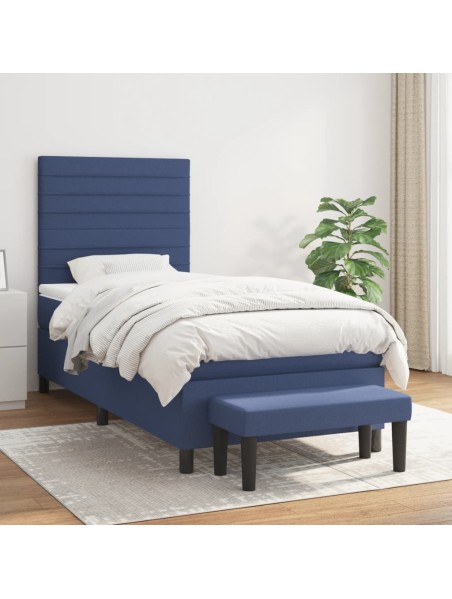 Boxspringbett mit Matratze Blau 100x200 cm Stoff