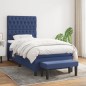 Boxspringbett mit Matratze Blau 90x200 cm Stoff