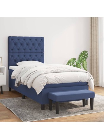 Boxspringbett mit Matratze Blau 80x200 cm Stoff