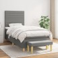 Boxspringbett mit Matratze Dunkelgrau 100x200 cm Stoff