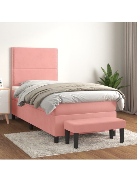 Boxspringbett mit Matratze Rosa 90x200 cm Samt