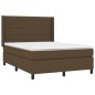 Boxspringbett mit Matratze & LED Dunkelbraun 140x200 cm Stoff