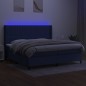 Boxspringbett mit Matratze & LED Blau 200x200 cm Stoff