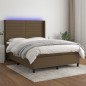 Boxspringbett mit Matratze & LED Dunkelbraun 140x190 cm Stoff