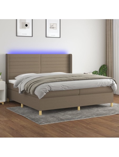 Boxspringbett mit Matratze & LED Taupe 200x200 cm Stoff