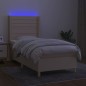 Boxspringbett mit Matratze & LED Creme 90x200 cm Stoff