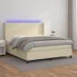 Boxspringbett mit Matratze & LED Creme 180x200 cm Kunstleder