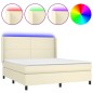 Boxspringbett mit Matratze & LED Creme 180x200 cm Kunstleder