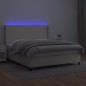 Boxspringbett mit Matratze & LED Creme 180x200 cm Kunstleder