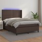 Boxspringbett mit Matratze & LED Braun 140x200 cm Kunstleder