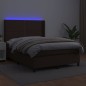 Boxspringbett mit Matratze & LED Braun 140x200 cm Kunstleder