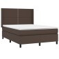 Boxspringbett mit Matratze & LED Braun 140x200 cm Kunstleder