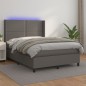 Boxspringbett mit Matratze & LED Grau 140x190 cm Kunstleder