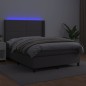 Boxspringbett mit Matratze & LED Grau 140x190 cm Kunstleder