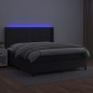 Boxspringbett mit Matratze & LED Schwarz 180x200 cm Kunstleder