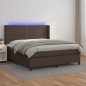 Boxspringbett mit Matratze & LED Braun 180x200 cm Kunstleder