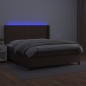 Boxspringbett mit Matratze & LED Braun 180x200 cm Kunstleder