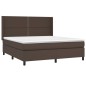 Boxspringbett mit Matratze & LED Braun 180x200 cm Kunstleder