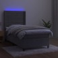 Boxspringbett mit Matratze & LED Hellgrau 100x200 cm Samt