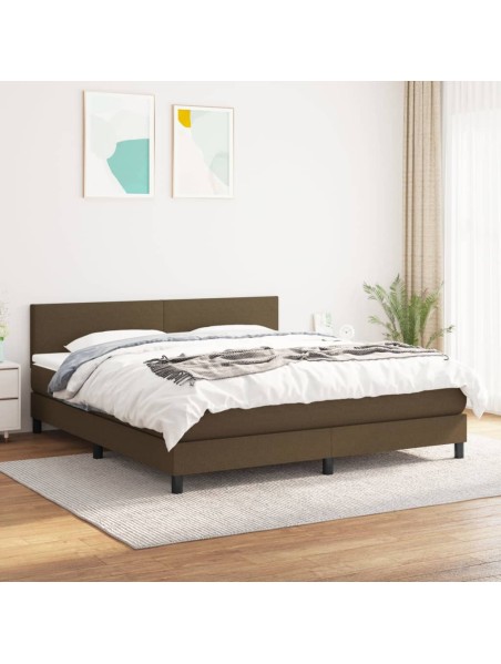 Boxspringbett mit Matratze Dunkelbraun 160x200 cm Stoff