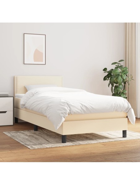 Boxspringbett mit Matratze Creme 80x200 cm Stoff