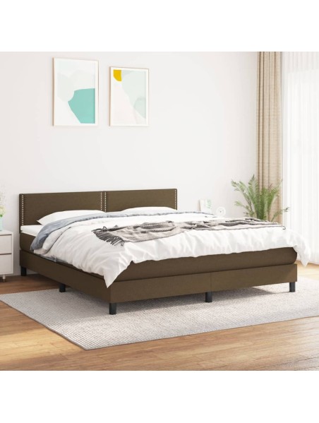 Boxspringbett mit Matratze Dunkelbraun 160x200 cm Stoff