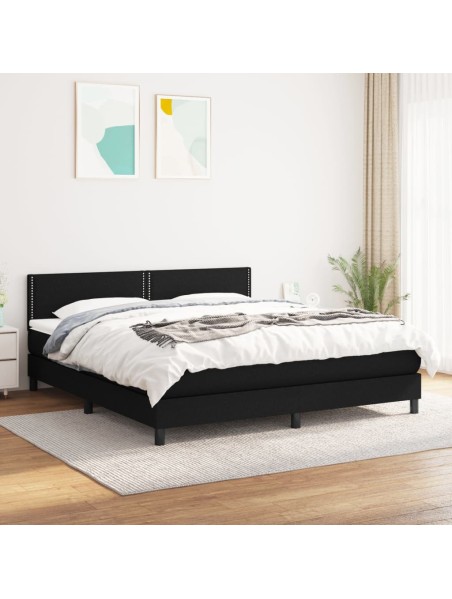 Boxspringbett mit Matratze Schwarz 180x200 cm Stoff