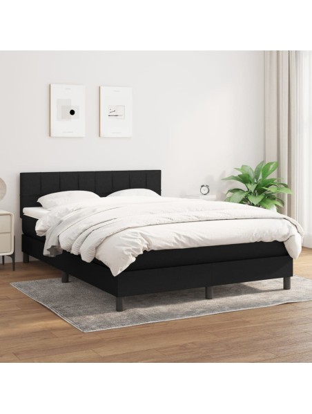 Boxspringbett mit Matratze Schwarz 140x190 cm Stoff