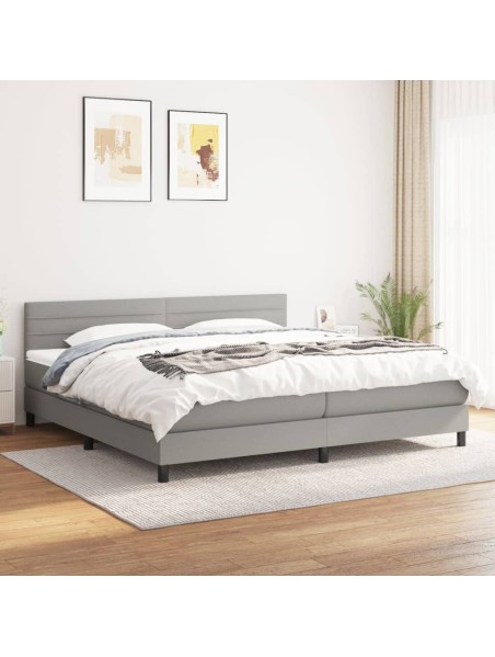 Boxspringbett mit Matratze Hellgrau 200x200 cm Stoff