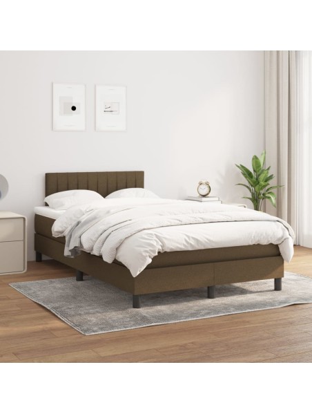 Boxspringbett mit Matratze Dunkelbraun 120x200 cm Stoff