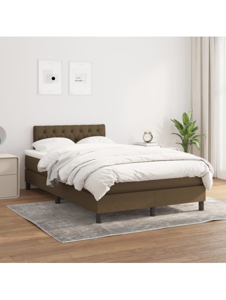 Boxspringbett mit Matratze Dunkelbraun 120x200 cm Stoff