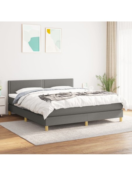 Boxspringbett mit Matratze Dunkelgrau 180x200 cm Stoff