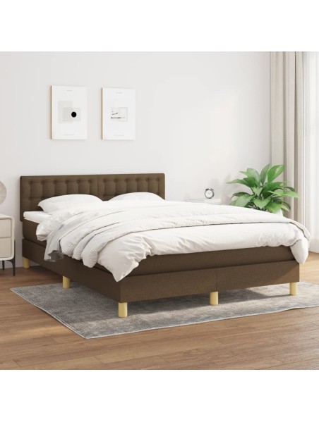 Boxspringbett mit Matratze Dunkelbraun 140x200 cm Stoff