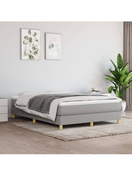 Boxspringbett mit Matratze Hellgrau 140x200 cm Stoff