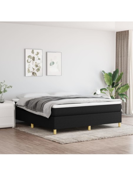 Boxspringbett mit Matratze Schwarz 180x200 cm Stoff