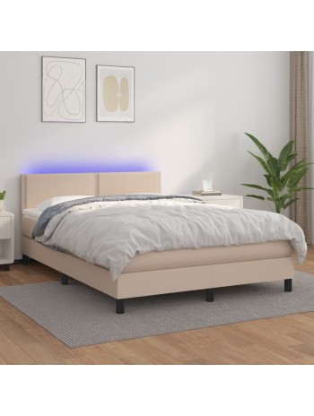 Boxspringbett mit Matratze & LED Cappuccino-Braun 140x190cm