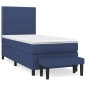 Boxspringbett mit Matratze Blau 90x200 cm Stoff