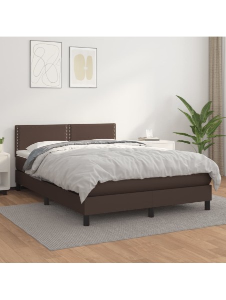 Boxspringbett mit Matratze Braun 140x190 cm Kunstleder