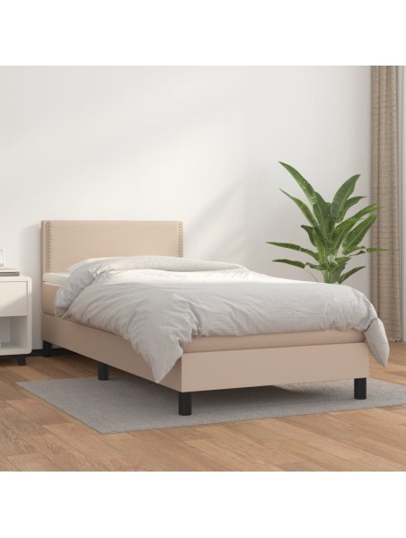 Boxspringbett mit Matratze Cappuccino-Braun 80x200cm Kunstleder