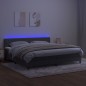 Boxspringbett mit Matratze & LED Dunkelgrau 200x200 cm Samt