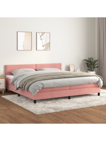 Boxspringbett mit Matratze Rosa 200x200 cm Samt