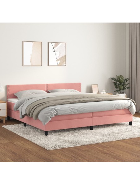 Boxspringbett mit Matratze Rosa 200x200 cm Samt