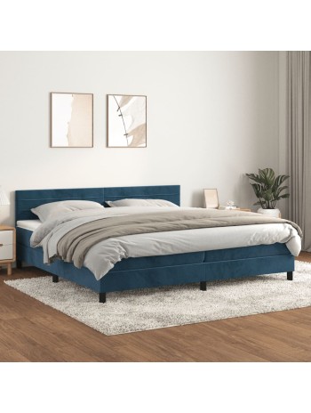 Boxspringbett mit Matratze Dunkelblau 200x200 cm Samt