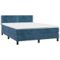 Boxspringbett mit Matratze Dunkelblau 140x200 cm Samt