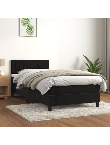 Boxspringbett mit Matratze Schwarz 90x200 cm Samt