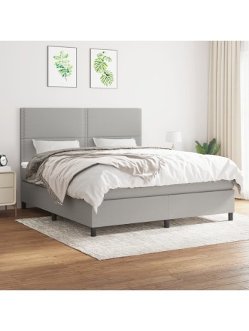 Boxspringbett mit Matratze Hellgrau 180x200 cm Stoff