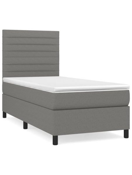 Boxspringbett mit Matratze Dunkelgrau 100x200 cm Stoff