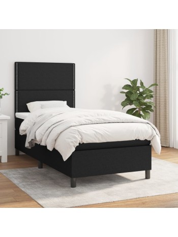 Boxspringbett mit Matratze Schwarz 100x200 cm Stoff