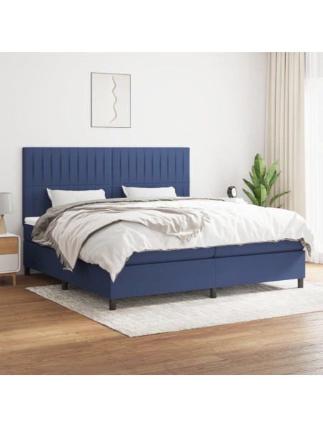 Boxspringbett mit Matratze Blau 200x200 cm Stoff